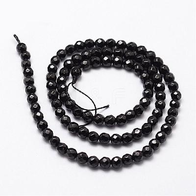 Natural Dyed & Heated Black Onyx Beads Strands G-D840-22-4mm-1