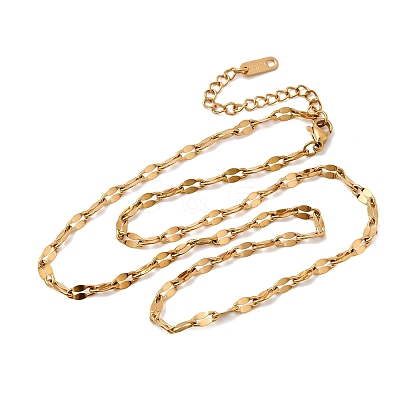 4MM Unisex 304 Stainless Steel Dapped Chain Necklaces NJEW-P356-09G-1