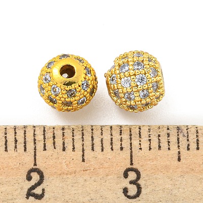 Round Brass Micro Pave Cubic Zirconia Beads ZIRC-N016-01G-6MM-1