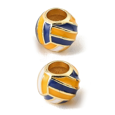 Sports Ball Brass Enamel European Beads KK-CBAF2EC-03G-05-1