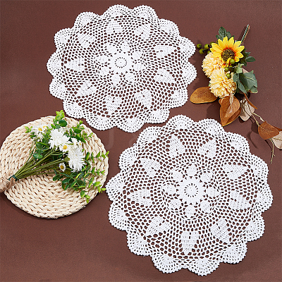 Cotton Braided Hollow Flower Placemats AJEW-WH0368-06-1