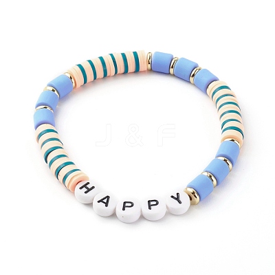 Handmade Polymer Clay Beads Stretch Bracelets Sets BJEW-JB06353-02-1