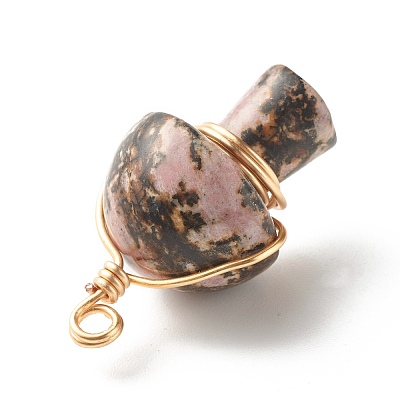 Natural Rhodonite Pendants PALLOY-JF01134-03-1