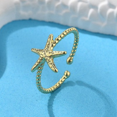 Brass Cuff Rings for Women RJEW-C123-08E-G-1