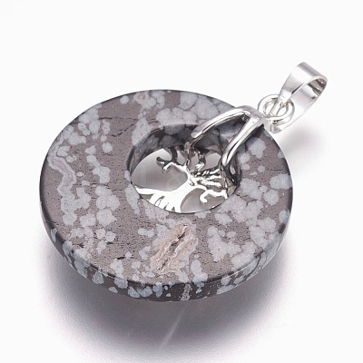 Natural Snowflake Obsidian Pendants G-F573-C09-1