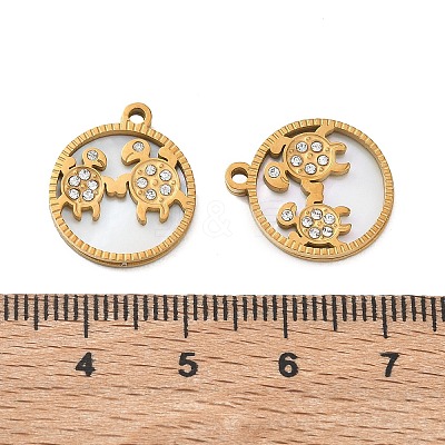 304 Stainless Steel & Natural Shell & Rhinestone Pendants SA-CBA49D2-06G-02-1