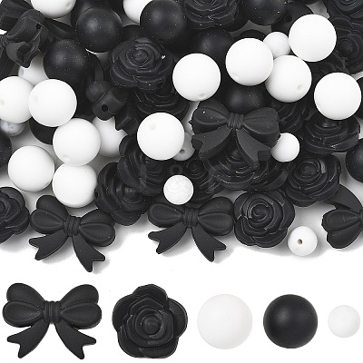 40Pcs 5 Styles Food Grade Eco-Friendly Silicone Focal Beads SIL-YW0002-47-1