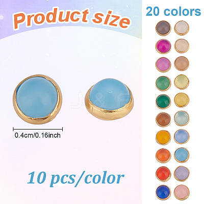 200Pcs 20 Colors 2-Hole Brass Plastic Buttons BUTT-GO0001-08-1