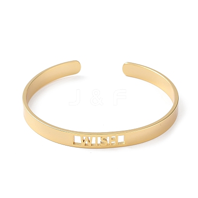 Rack Plating Brass Open Cuff Bangles for Women BJEW-M303-02C-G-1