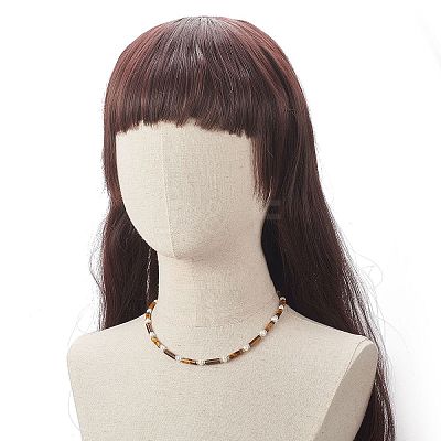 Natural Mixed Gemstone & Pearl & Crystal Rhinestone Beaded Necklace for Women NJEW-JN04209-1