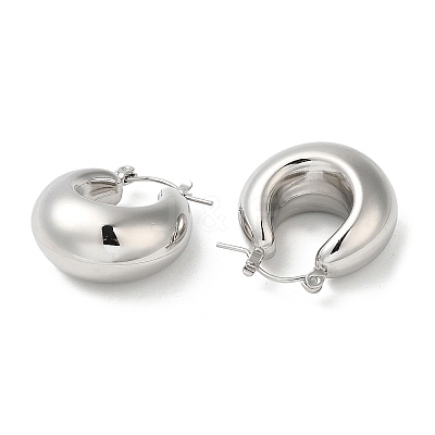 Non-Tarnish 304 Stainless Steel Plain Thick Hoop Earrings EJEW-Z026-09P-1