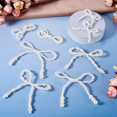 8Pcs 4 Styles Plastic Imitation Pearl Beaded Bowknot Ornament Accessories KY-TA0001-40-1