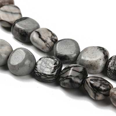 Natural Black Netstone Beads Strands G-P497-01E-73-1