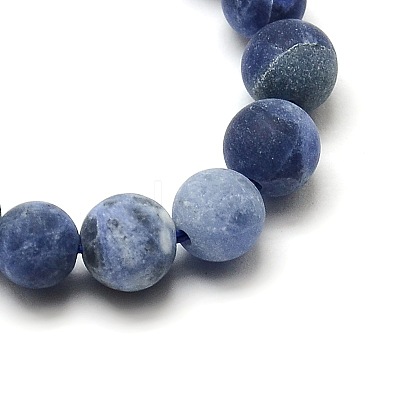 Nature Frosted Sodalite Round Bead Strands G-M064-8mm-01-1