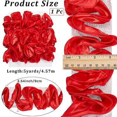5 Yards Polyester Satin Chiffon Wavy Lace OCOR-CY0001-66A-1