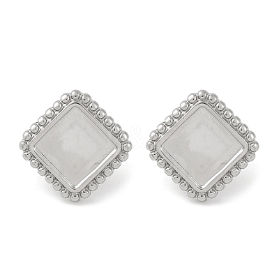 304 Stainless Steel Square Stud Earrings EJEW-D281-07S-1