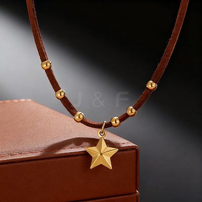 Alloy Star Pendant Faux Suede Cord Necklaces for Women WG50317-03-1