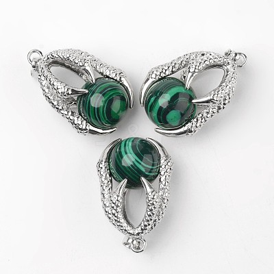 Eagle Claw Alloy Malachite Pendants X-G-L455-A21-1