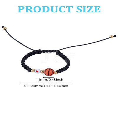 1Pc Sport Theme Acylic & Alloy Braided Bead Bracelets BJEW-LP0003-23B-1