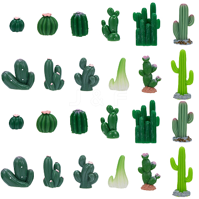 24Pcs 12 Styles Resin Cactus Mini Model DJEW-SP0001-15-1