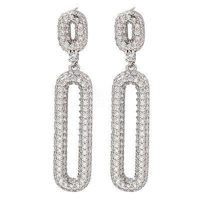 Brass Micro Pave Cubic Zirconia Dangle Stud Earrings EJEW-H014-17P-07-1