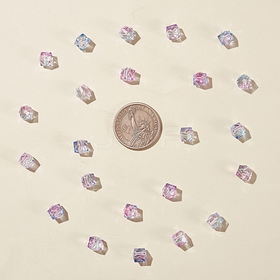 Two Tone Transparent Spray Painted Acrylic Bead X-ACRP-T005-26-1