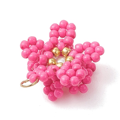 Glass Seed Beaded Pendants PALLOY-MZ01246-01-1