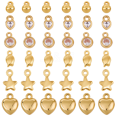 48Pcs 6 Styles Brass Charms KK-SC0007-29-1
