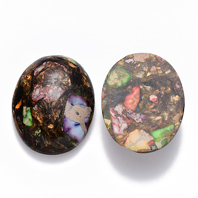Assembled Synthetic Imperial Jasper and Bronzite  Cabochons G-R457-01A-1