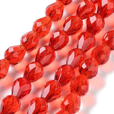 Faceted Teardrop Imitation Austrian Crystal Bead Strands G-M185-8x6mm-06A-1