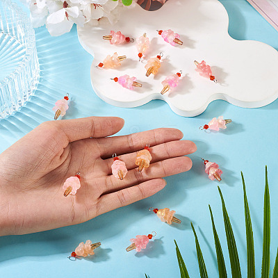 20Pcs 4 Styles Glass Ice Cream Pendants PALLOY-TAC0242-01-1