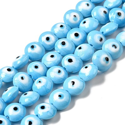 Handmade Evil Eye Lampwork Beads Strands LAMP-E030-03D-1