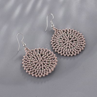 Glass Seed Braided Dangle Earrings for Women FIND-PW0024-16C-1