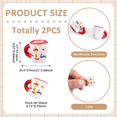 2Pcs Handmade Porcelain Mug Cup Decoration PORC-TA0001-55E-1