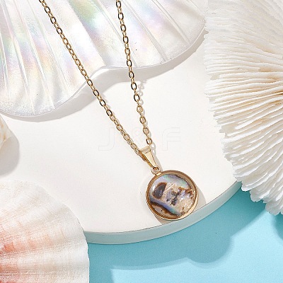 Natural Paua Shell Pendant Necklaces NJEW-JN05141-06-1