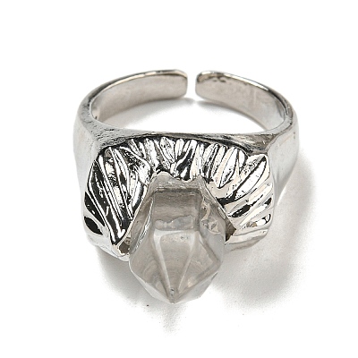 Bullet Glass Open Cuff Rings RJEW-B106-01AS-09-1