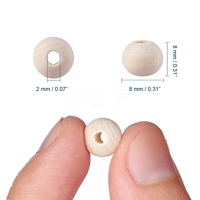 Unfinished Wood Beads X-WOOD-S651-8mm-LF-1