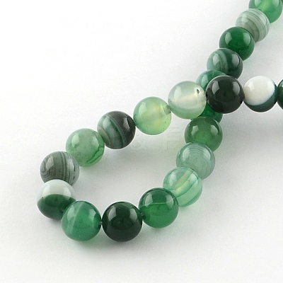 Dyed Natural Striped Agate/Banded Agate Round Bead Strands X-G-R342-8mm-06-1
