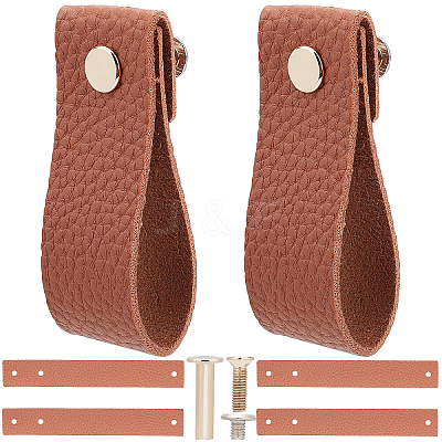 Imitation Leather Cabinet Handle Pull Knob DIY-WH0258-81B-1