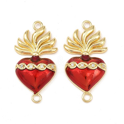 Brass Pave Clear Cubic Zirconia Connector Charms X-KK-L251-18G-01-1