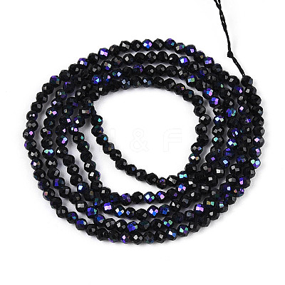 AB Color Plated Natural Black Spinel Beads Strands G-T144-A07-03-1