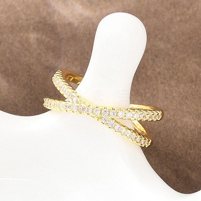 Brass Micro Pave Cubic Zirconia Finger Rings RJEW-D340-01G-02-1