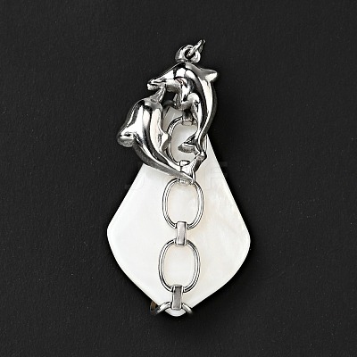 Natural White Shell Pendants SSHEL-C010-07P-1