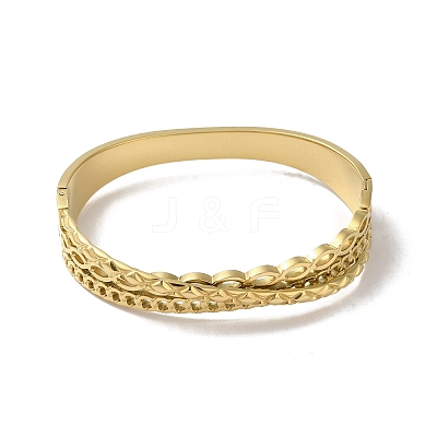 Cross 304 Stainless Steel Hollow Hinged Bangles for Women BJEW-I315-20G-1