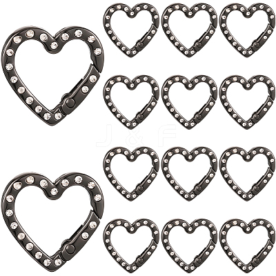 20Pcs Zinc Alloy Rhinestone Spring Gate Rings FIND-SP0004-36B-1