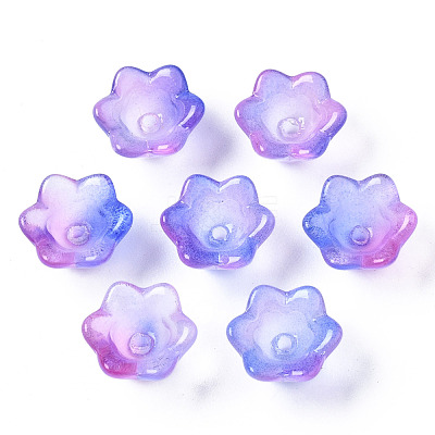 Transparent Two Tone Spray Painted Glass Beads GLAA-Q089-002B-003-1