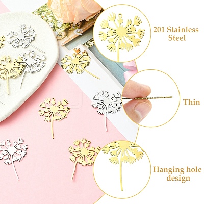 5Pcs 201 Stainless Steel Pendants STAS-YW0003-02G-1
