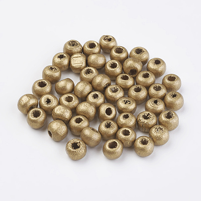 Spray Painted Natural Wood Beads WOOD-Q030-83G-1
