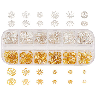 240Pcs 12 Style Alloy & Iron & Brass Bead Caps DIY-AR0003-74-1