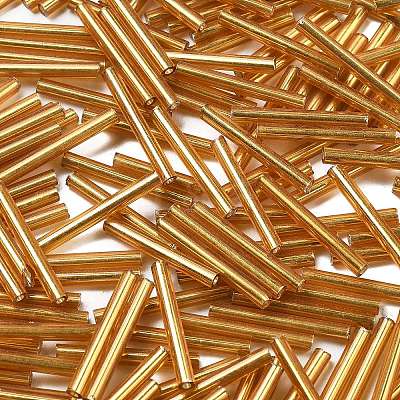 Silver Lined Transparent Glass Bugle Beads SEED-R028-2x20-B01-1